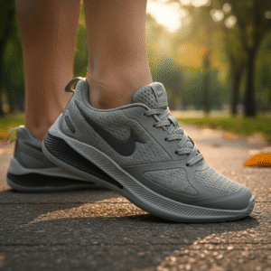 light grey mesh fabric breathable stylish light weight sports running shoes for men