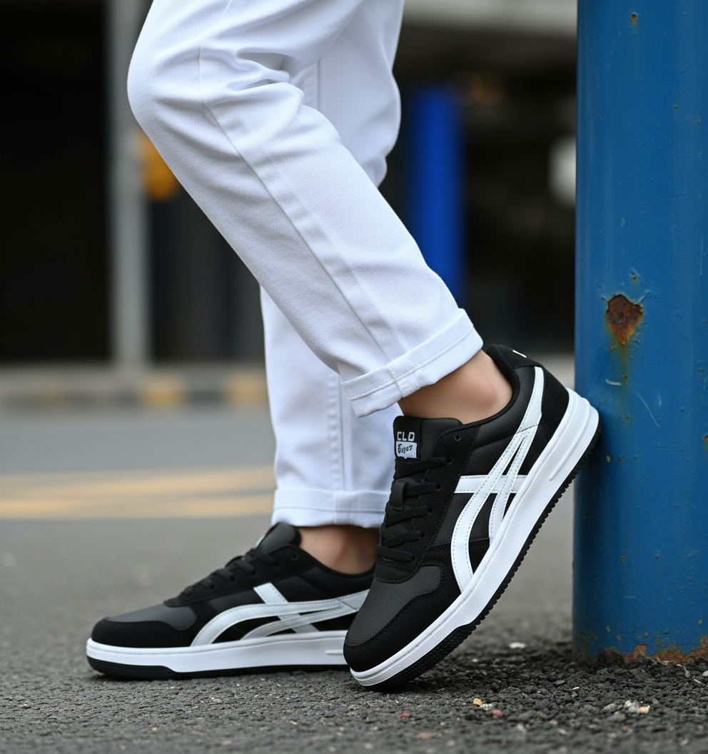 Black & White Mesh Fabric Soft Comfortable Stylish Sneaker For Men
